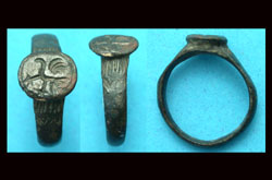 Ring, Medieval, Men's, Walking Stork Intaglio, ca. 11th-16th Cent